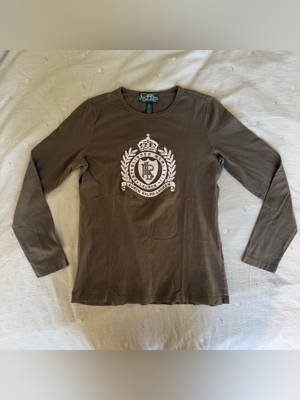 Lauren Ralph Lauren Brown Long Sleeve Crest Logo Shirt